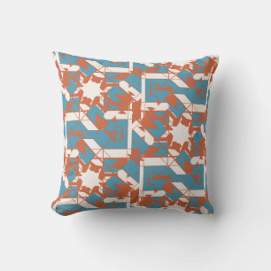 Roest Oranje Blauw Mediterraan Kartel Mozaïek Kussen