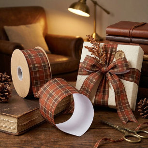Roest Oranje & Bruin Tartan Schotlandse Ruitpatroo Lint