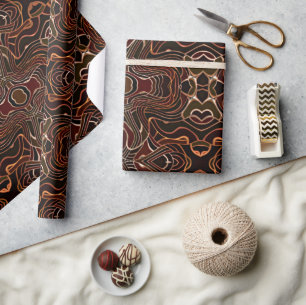 Roest Oranje Donkerbruin Rood Zwart Mozaïek Kunst Cadeaupapier