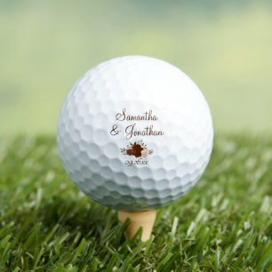 Roest Oranje Rozen Elegante Trouw Namen Van Het Pa Golfballen