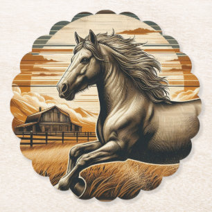 Roest/ paard/western kartonnen onderzetters