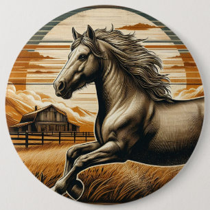 Roest/ paard/western ronde button 6,0 cm