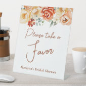 Roest Perzik Bloemen Bruids Wedding Favorieten Reclamebord Met Voetstuk (Insitu)