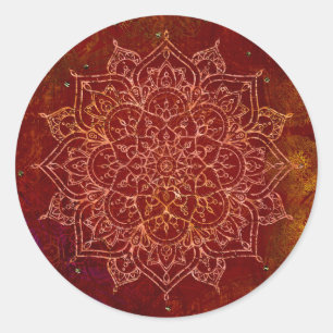 Roest Rood Mandala Goud Glam Moderne Chique Ronde Sticker