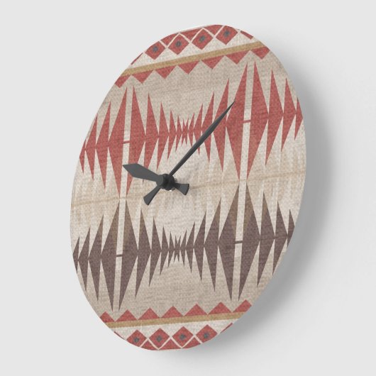 Roest Rood Taupe Beige Donkerbruin Tribal Art Grote Klok (Hoek)
