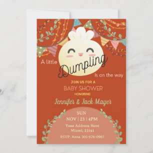 Roest Schattige Kleine Dumpling Baby shower Invita Kaart