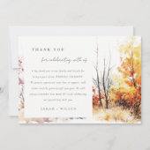 Roest Sinaasappel geel herfstlandschap bruiloft Bedankkaart (Voorkant)