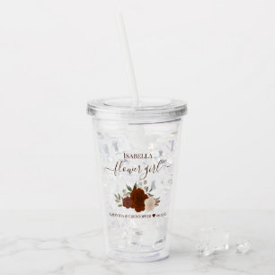 Roest Sinaasappel Rozen Elegant Bloemenmeisje Wedd Acryl Drinkbeker