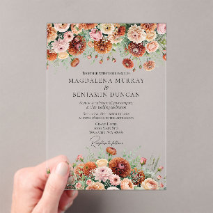 Roest Sinaasappel Sage Green Cream Flowers Fall We Acryl Uitnodigingen