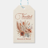Roest Terracotta Bloemen Thanksgiving Diner Cadeaulabel (Voorkant)