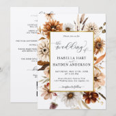 Roest Terracotta Herfst alles in één QR-code bruil Kaart (Voorkant / Achterkant)