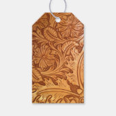 Roestachtig western land, cowboy-leren cadeaulabel (Voorkant)