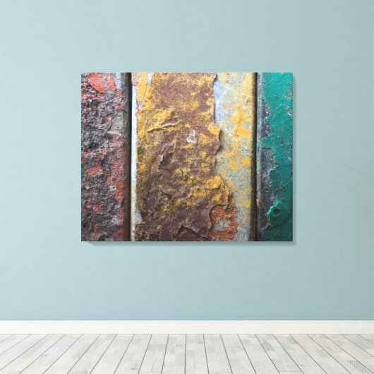Roestachtige textuur met een schilfering op roestv canvas afdruk (Insitu (Houten vloer))