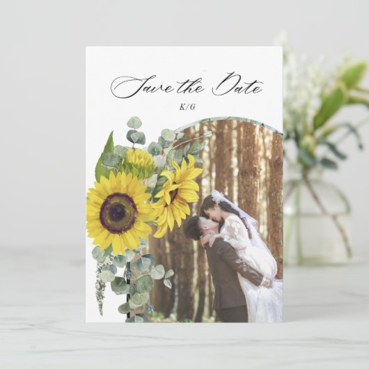 roestbloem eucalyptus , behalve de datumkaart save the date (Staand voorkant)