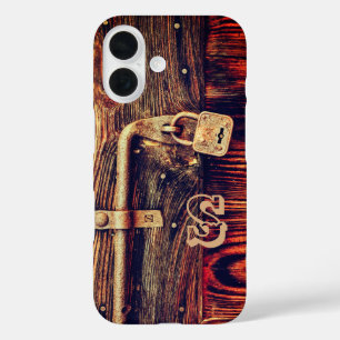 Roestbruin antiek  braslock met hout iPhone 16 hoesje
