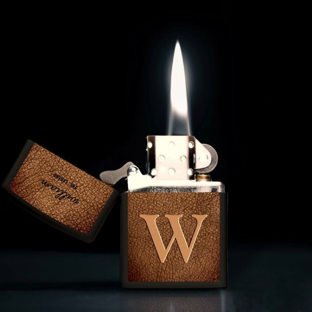 Roestbruin leder Monogram stijlvolle scriptnaam (Creator heeft geüpload)