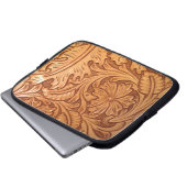 Roestbruin western landschapsleer laptop sleeve (Voorkant onderkant)