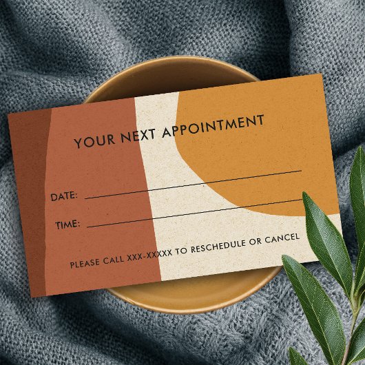 ROESTGEEL MODERN KRAFT ABSTRACTE KUNST AFSPRAAK VISITEKAARTJE