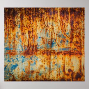 Roestig blauw metaal textuur poster