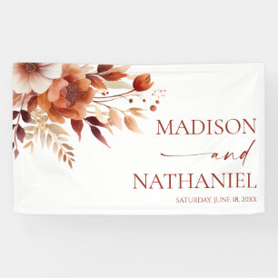 Roestig Burgundy Bruin Bloem Bloemen Bruiloft Spandoek