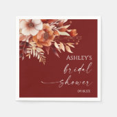 Roestig Burgundy Bruine Bloemachtige Bruidsontbijt Servet (Voorkant)