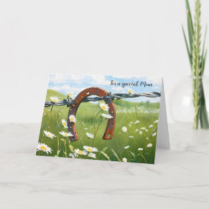 Roestig Hoefijzer Voor Moeders Verjaardag Kaart