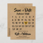 Roestig Kracht Gouden Hart Kalender Bewaar de Datu Aankondigingskaart (Voorkant / Achterkant)