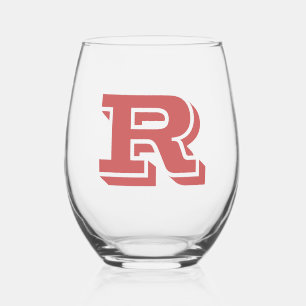 Roestig Sinaasappel Modern Groot Monogram Initiaal Wijnglas Zonder Voet