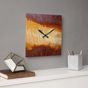 Roestige Corrosie Abstract Ontwerp Vierkante Klok