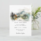 roestige herfst berg bruiloft save the date kaart (Staand voorkant)