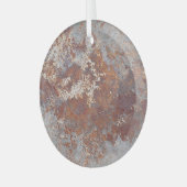 Roestige metalen textuur achtergrond glas ornament (Voorkant links)