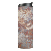 Roestige metalen textuur achtergrond thermosbeker (Gedraaid links)