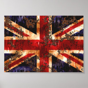 Roestige patriottische vlag van het Verenigd Konin Poster