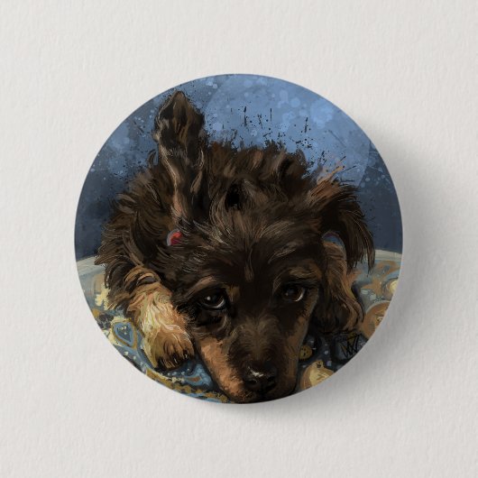 Roestige Poodle Ronde Button 5,7 Cm (Voorkant)