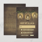 roestige vintage lantaarns houten trouw-RSVP-kaart RSVP Kaartje (Voorkant / Achterkant)