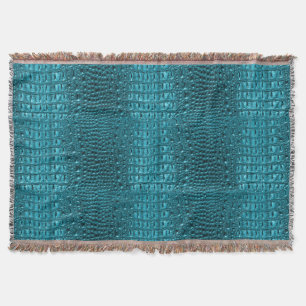 roestkleurige turquoise aqua blue alligator print deken