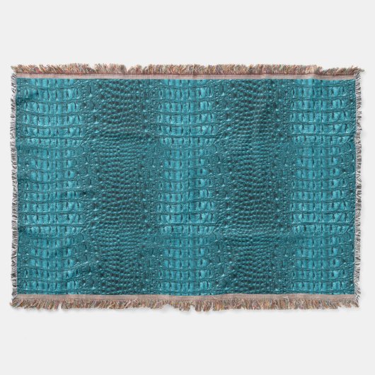 roestkleurige turquoise aqua blue alligator print deken (Voorkant)
