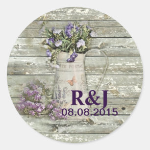 roestvrij houten lavendel ronde sticker