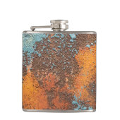 roestvrij patina metal antiek oude  retro heupfles (Voorkant)