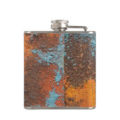 roestvrij patina metal antiek oude  retro heupfles (Achterkant)