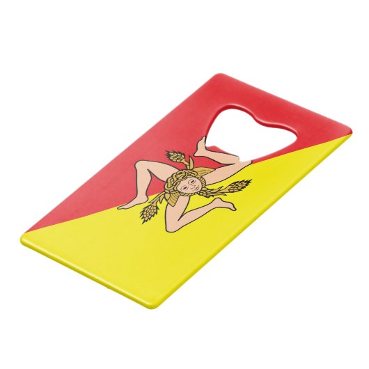 Roestvrij staal Fles Opener vlag van Sicilië Kredietkaart Flessenopener (Achterkant Gekanteld)