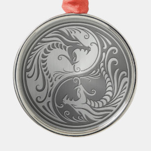 Roestvrij staal Yin Yang Dragons Metalen Ornament