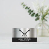 Roestvrij stalen achtergrond | gekruiste messen visitekaartje (Staand voorkant)