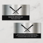 Roestvrij stalen achtergrond | gekruiste messen visitekaartje (Voorkant / Achterkant)