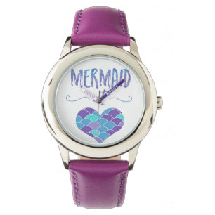 Roestvrij stalen Paarse zeemeermin bij Heart Watch Horloge