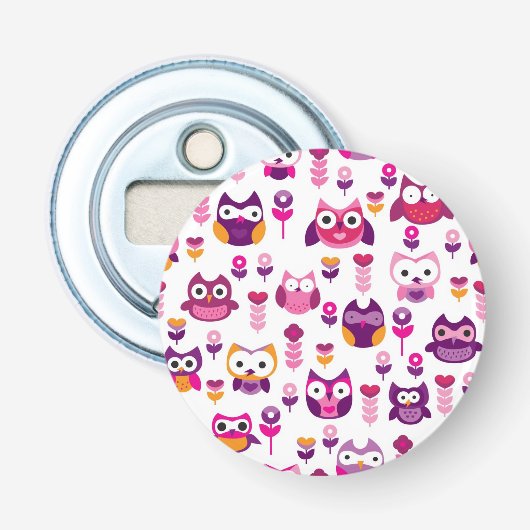 roetkleurig vogelpatroon button flesopener (Voorkant)