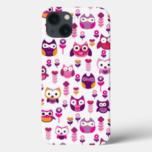 roetkleurig vogelpatroon iPhone 13 hoesje