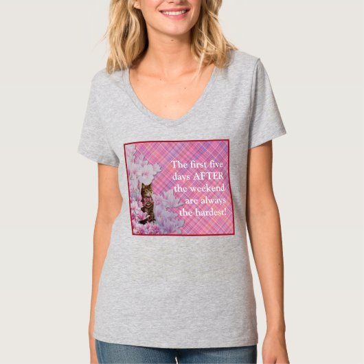 ROFL Cat op aangepaste roze plaid T-shirt (Voorkant)