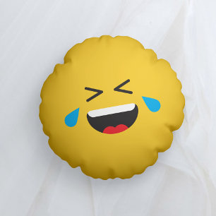 ROFL Lachende Gele Gezicht Emoji Rond Kussen