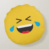 ROFL Lachende Gele Gezicht Emoji Rond Kussen (Achterkant)